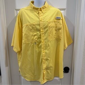 Columbia PFG Performance Fishing Gear Yellow Shirt Omni Shade Men's Sportswear